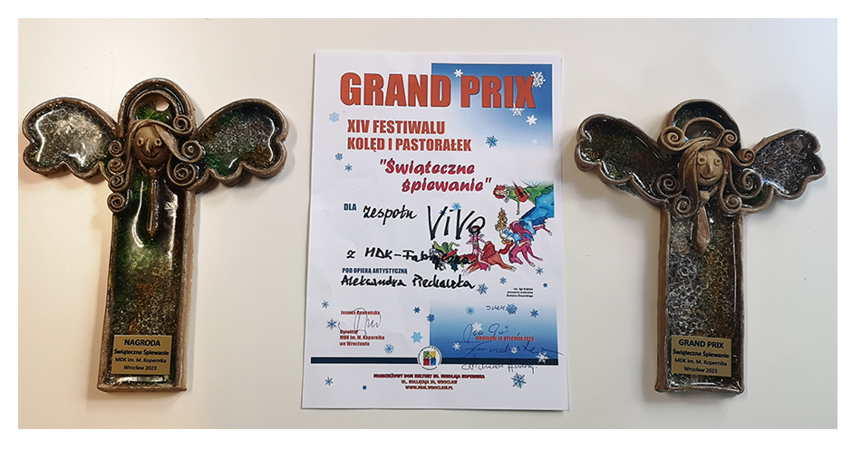 GRAND PRIX dla zespołu VIVO - XIV Festiwal Kolęd i Pastorałek 